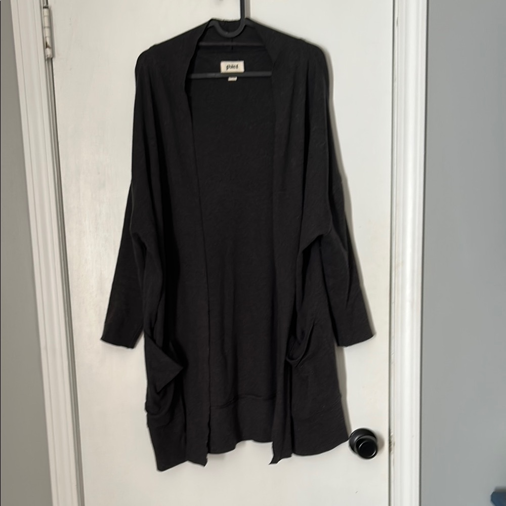 Pact Gray Long Open-Front Cardigan Sweater